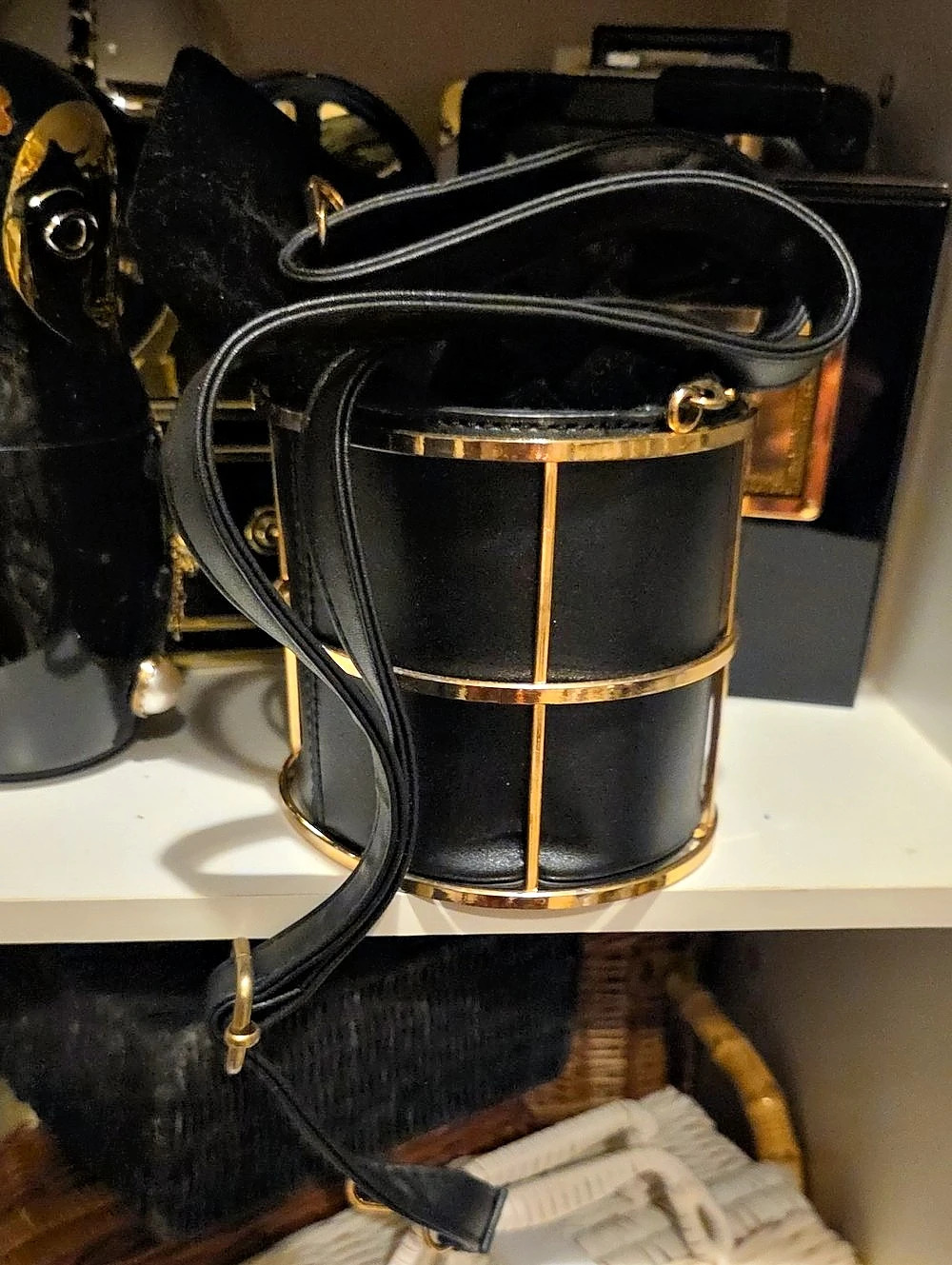 Cylindrical Shoulder Bag in Black Like New